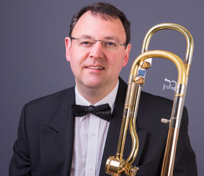 A photo of top trombonist Brett Baker